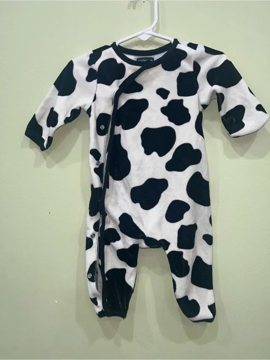 Vintage Baby Gap Cow Print Velour Footless Sleeper Costume Size 3-6 Months