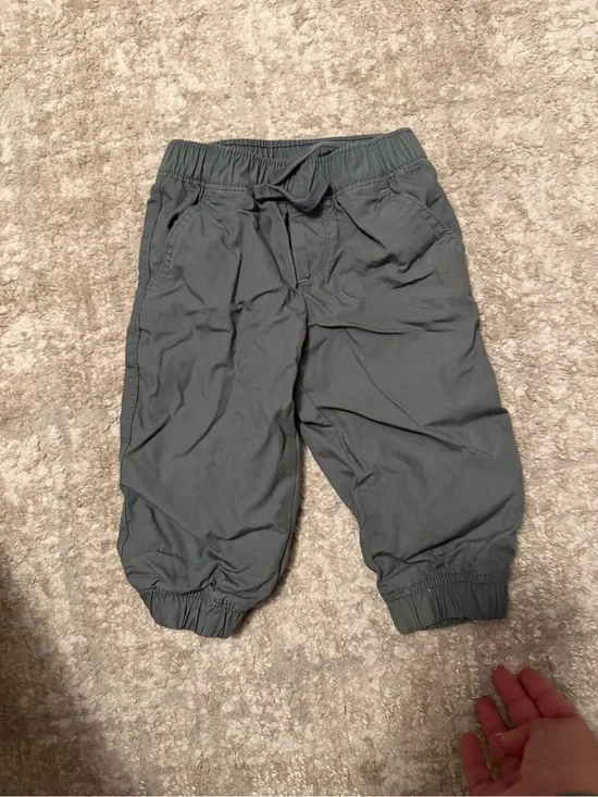 Kids Elastic Waist Jogger Lined Pants - Gray size 12/18M