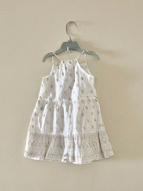 Carter's Summer Dress For 18 months Toddler with gold print design