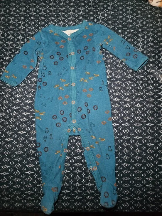 Carter's Teal Footed One-Piece with Orange and Navy Accents