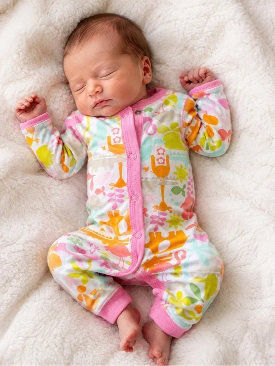 Carter’s Newborn Girls Animal Print Snap Romper Sleeper Pink NWT