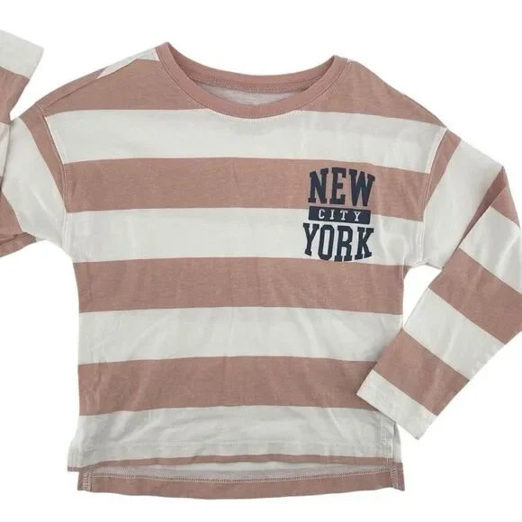 Carter’s Girl’s New York City Pink White Striped Long Sleeve Top Size 5