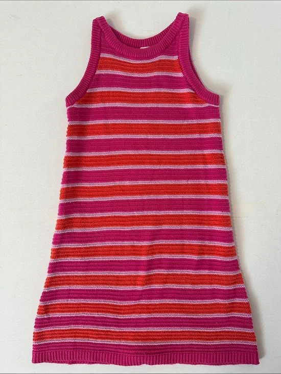 Carter's Pink, Red & Light Pink Striped Knit Tank Dress