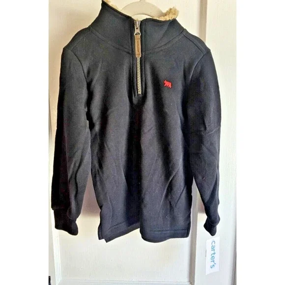 NWT‎ Carter's kid faux fur sherpa collar fleece pullover sweater sz 5/5A
