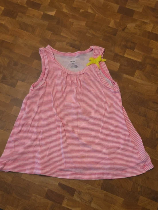 10 / $10 Carter's Pink Striped Tank with Yellow Bow Accent