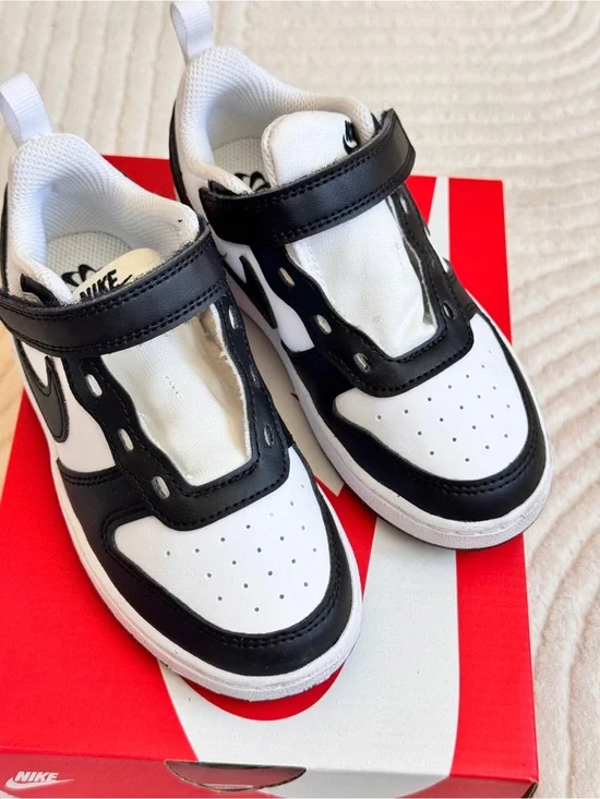 New Nike Court Borough Low Recraft Toddler Sneakers 10 Black/White (no lace)