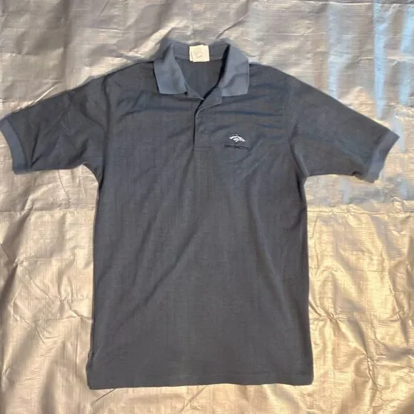 Vintage NFL Denver Broncos Polo Shirt Mens Medium Blue Short Sleeve Embroidered