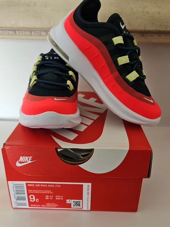 Nike Kids Sneakers in Black, Red & Lime Accent