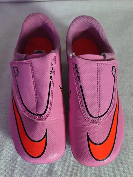 Nike Kids': Mercurial- Pink Soccer Sneakers with Orange Swoosh