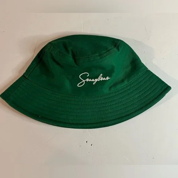 Sonny Bono Green Bucket Hat - 100% Cotton Casual Style