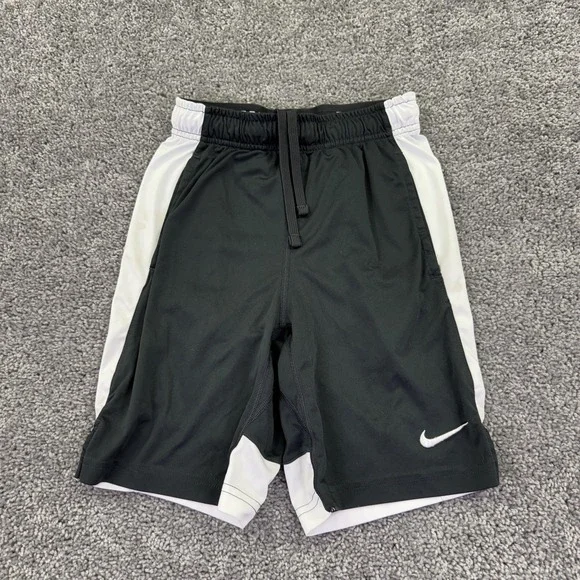 Nike Shorts Youth Medium Black White Dri-Fit Athletic Basketball Gym Training