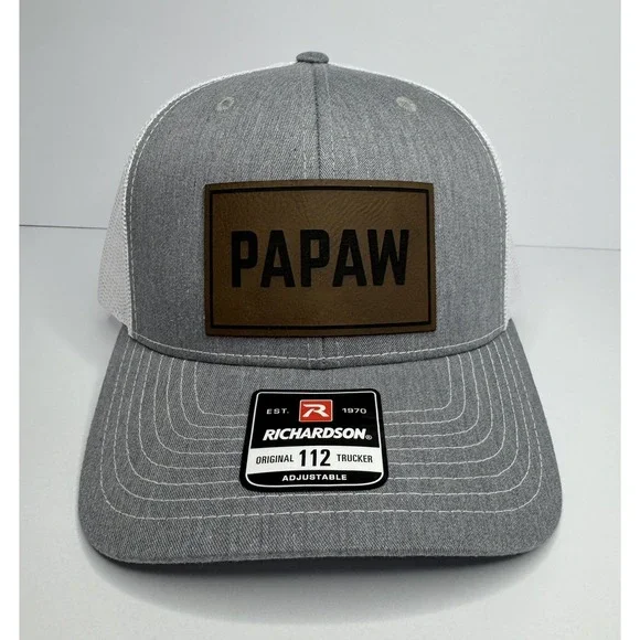 PAPAW Cap Richardson 112 Grey / White Trucker Hat Grandpa Dad Gift New