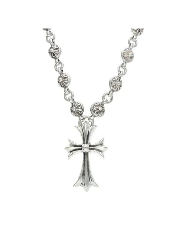 Chrome Hearts 1 CH Cross Ball Chain Small CH Silver Necklace