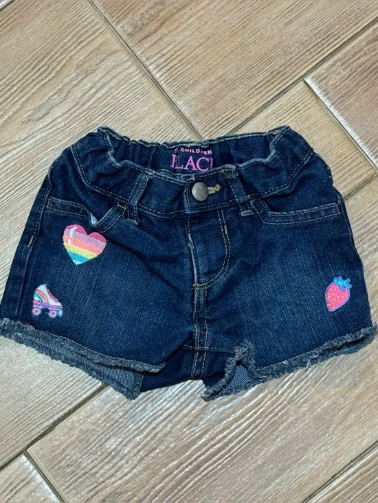 The Children's Place Dark Denim Shorts with Embroidered Patches