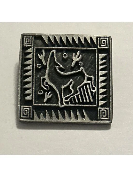 Coyote Wolf Square Heiroglyphic Pewter Bolo Tie Collectible Southwestern Arizona