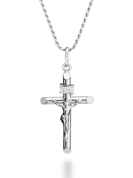 Sterling Silver 925 Crucifix Necklace for Men & Women - Italian Design