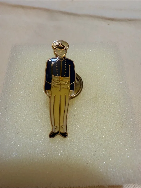 Navy and Tan Sailor Enamel Lapel Pin - Men Accessories