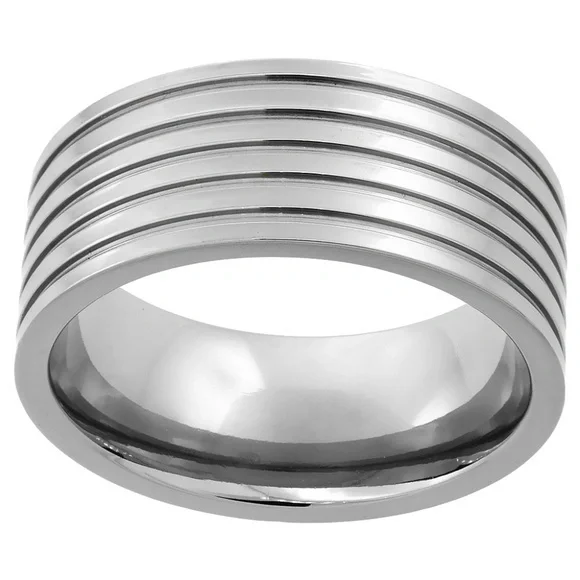 9mm Titanium Wedding Band Ring 5 Grooves