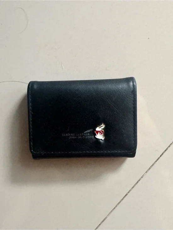 Genuine Leather Black Men's Wallet with Deer Emblem