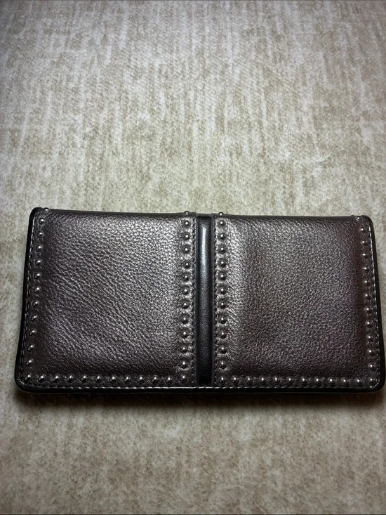 Brighton Brown Leather Card‎ Holder with Stud Trim