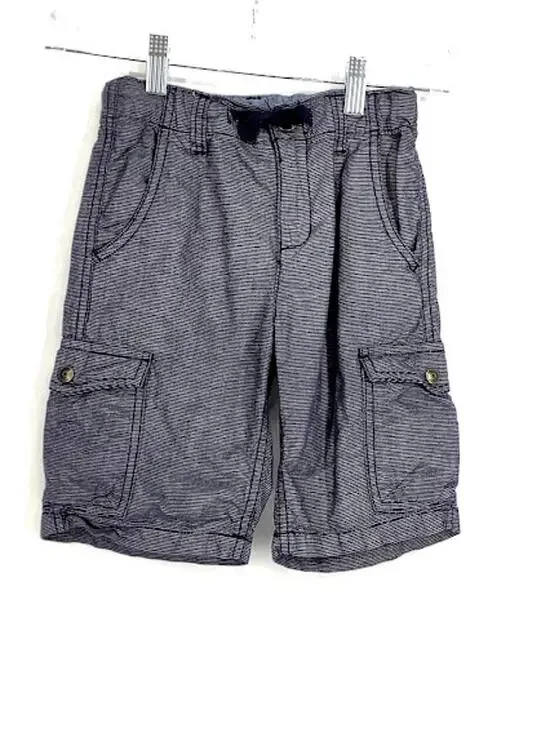 Gymboree Boys Gray Striped Flat Front Cargo Shorts Kids Youth Size 6