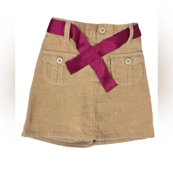 Gymboree Corduroy Skirt Girls Size 5 Tan Khaki Belted Preppy Classic