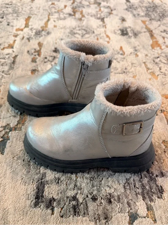 Girls Silver Ankle Boots Size 13