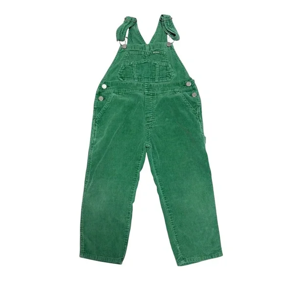 OshKosh Bgosh Kids Vintage Green Corduroy Overalls Size 5