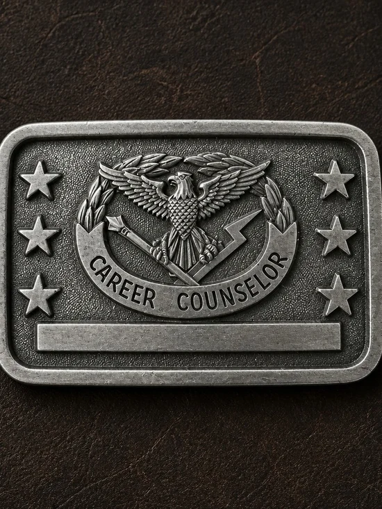 Vintage 70s US Army Career Counselor Pewter Tone Rectangular Belt Buckle 1237