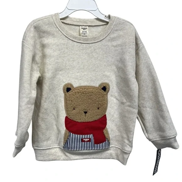 OshKosh B'Gosh Limited Edition‎ Josh Teddy Bear Fleece Lined Sweatshirt 3T NWT