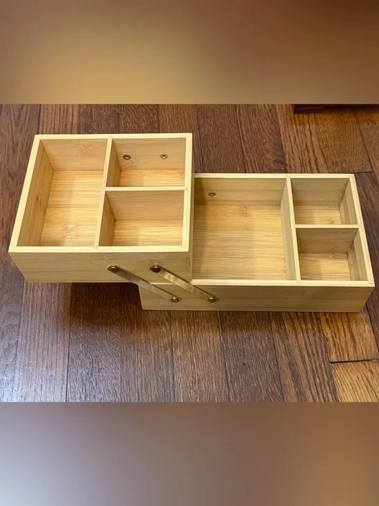 Bamboo Tiered Organizer Box - Natural