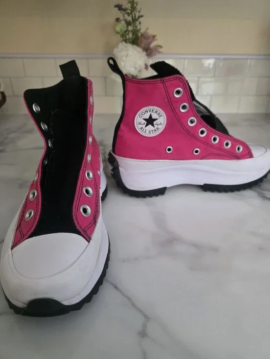 Converse Kids Hot Pink & Black High-Top Platform Sneakers