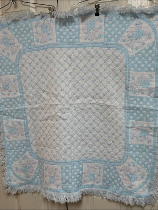 Vintage Carriage Boutique Pink Blue Teddy Bear Blanket