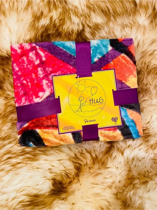 Penzeys Tie Dye Hug Blanket Fleece Throw Colorful Soft Cozy Plush