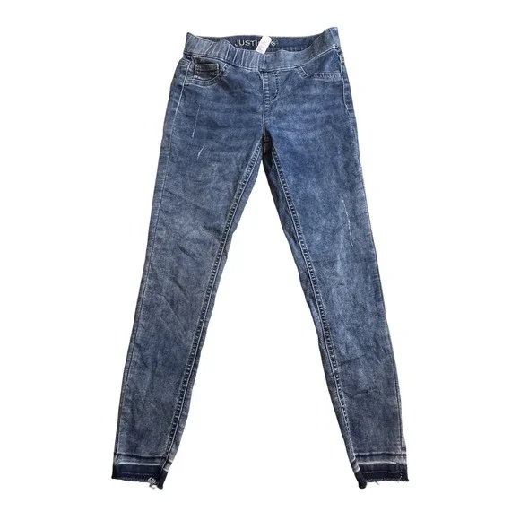 Justice Skinny Jeggings Jeans Girls 14 Medium Dark Wash Blue Denim‎ Released Hem