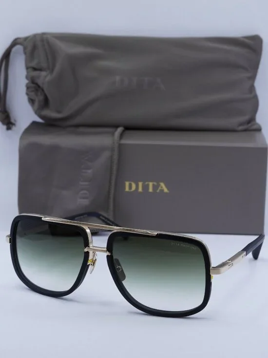 Dita MACH-ONE-DRX-2030-F-59 Aviator Sunglasses - Black / Green