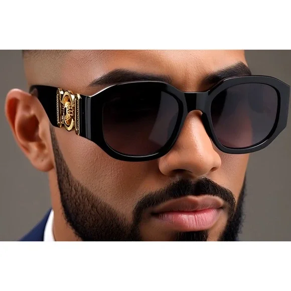 Men Sunglasses Designer Fashion Shades Men Dark Black Lens‎ Hip Hop Gangster New