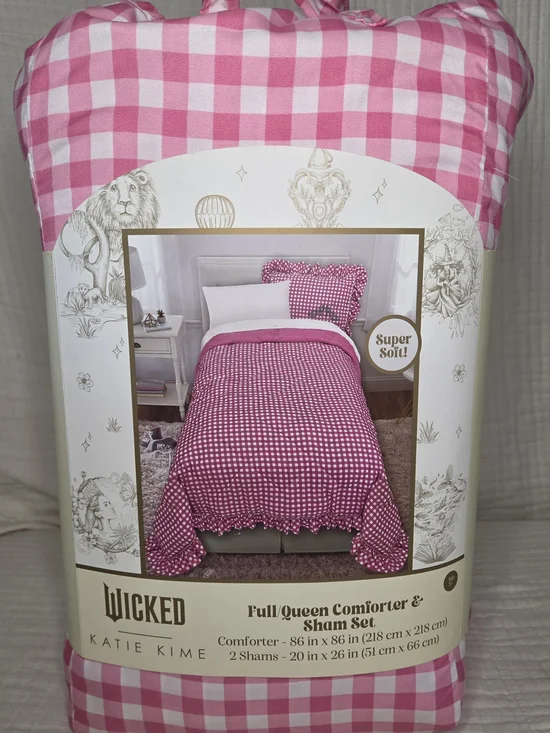 Katie K Pink and White Gingham Comforter & Sham Set