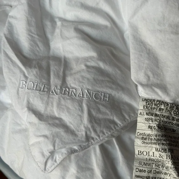 Boll & Branch Queen Down Alternative Duvet Insert White Organic Cotton PrimaLoft