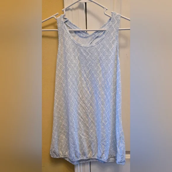 Old Navy Blue Maxi A-Line Tank Top 16 Plus Girls Gathered At Waist
