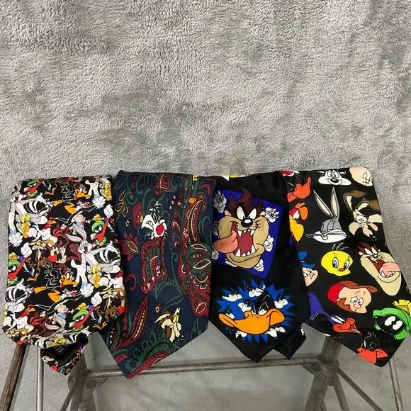 Looney Tunes Mania Vintage classic Tie lot of 4 1990's Y2K Marvin the Martian +