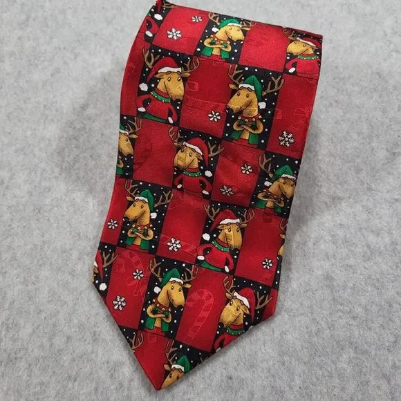 Vtg‎ Hallmark Reindeer Red Mens Neck Tie Approx 57