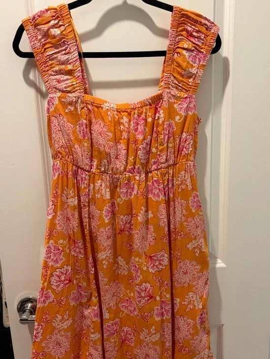 Old Navy Pink Floral Sundress on Mustard