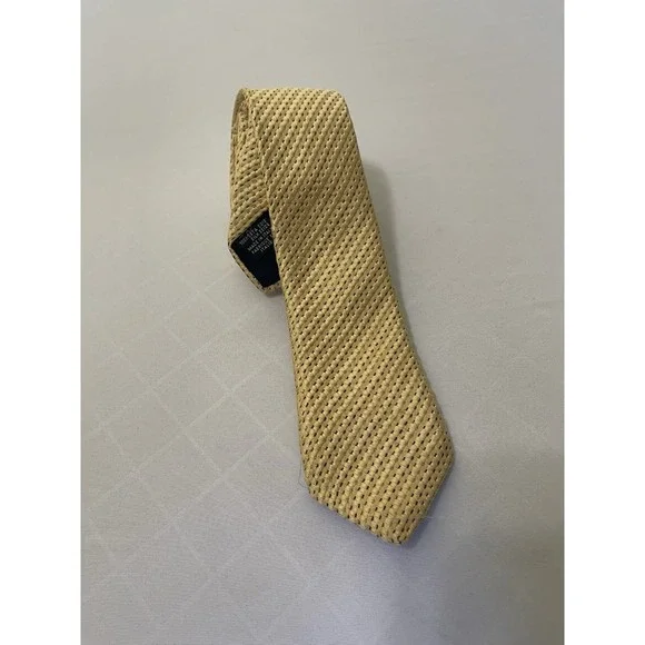 Canali Yellow Solid Knit 100%‎ Silk Neck Tie Made In Italy