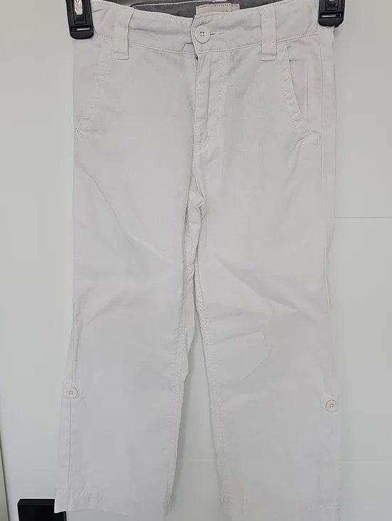Old Navy White Linen Blend Convertable Leg Pants Boys Sz 5T