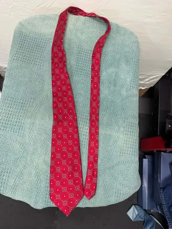 Bugatti Men's Red Geometric Silk Necktie