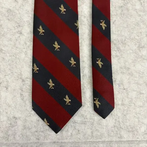 Retro Briar for Robinsons Eagle Motif Striped Silk Blend Tie 3.25