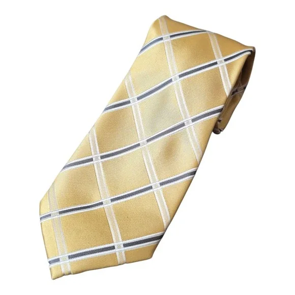 Donald J. Trump Signature Collection 100% Silk‎ Tie Yellow Plaid 62