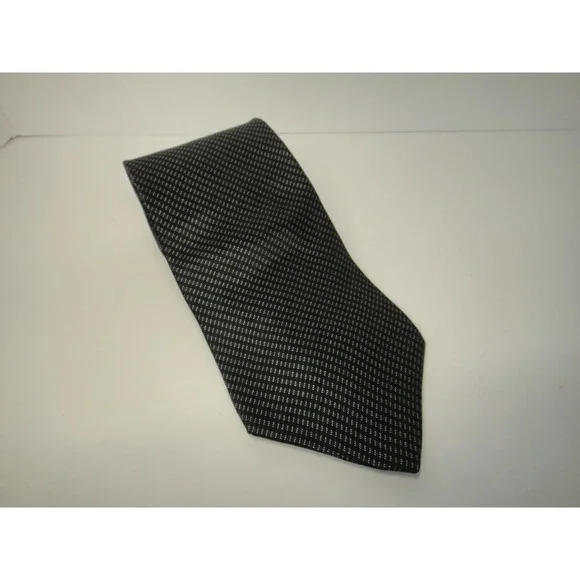 Stafford Executive Men's Black Charcoal Micro Pattern 100% Silk Necktie Tie Tack
