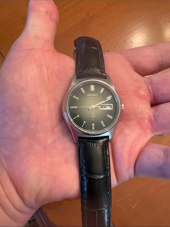 Seiko quartz 36mm green fume dial
